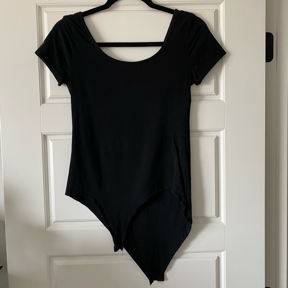 Women’s black swoop neck body suit